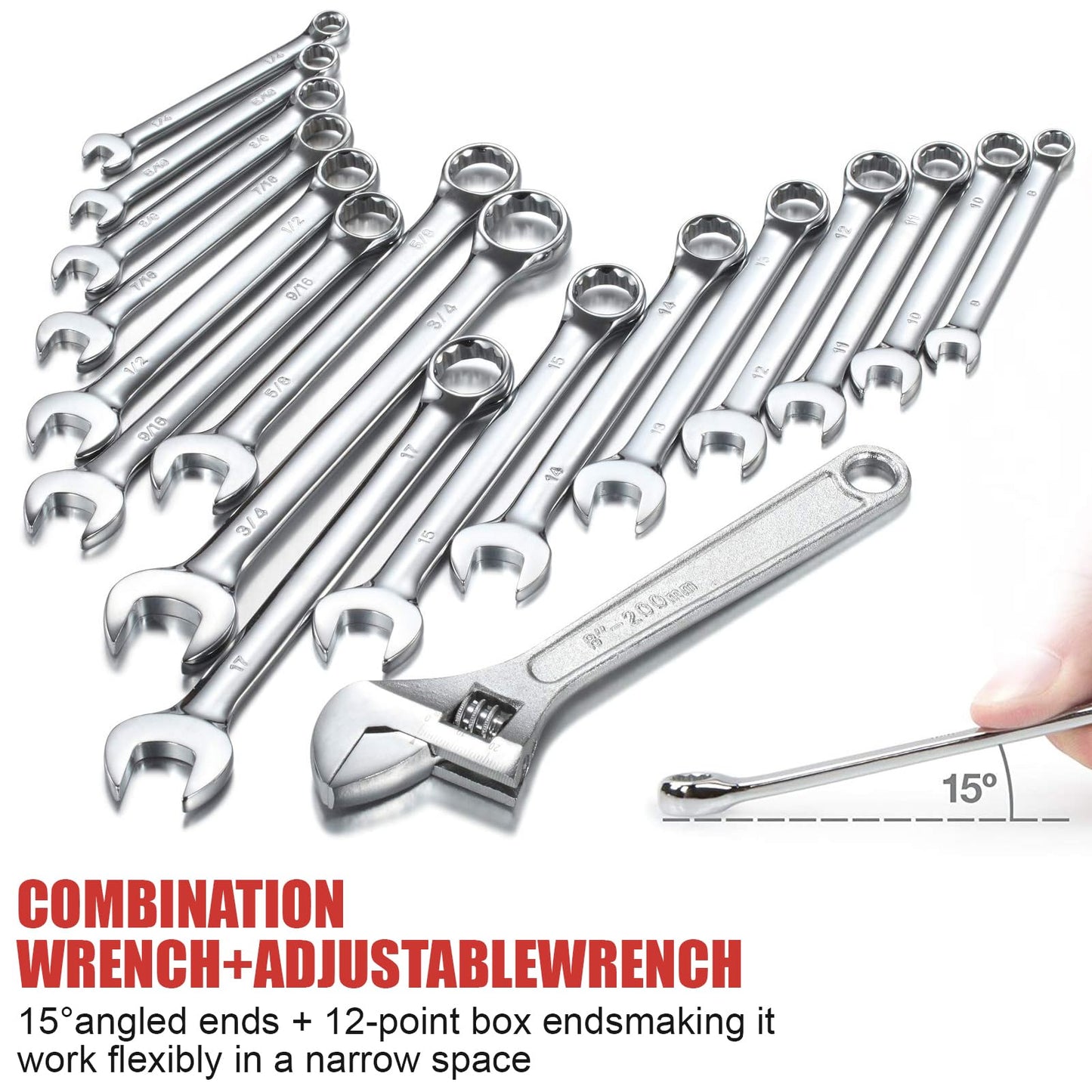 ARUCMIN 438-Piece Mechanics Tool Set with 3-Drawer Heavy Duty Metal Box Repair Tool Kit -02