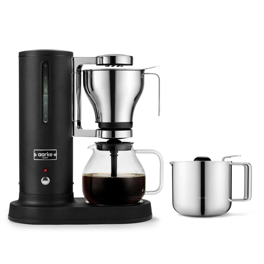 aarke Premium Coffee Maker and Thermal Jug Bundle - Luxury SCA-Certified Brewer with Blooming Mode and Vacuum Insulated, Designed and Engineered in Sweden, Matte Black
