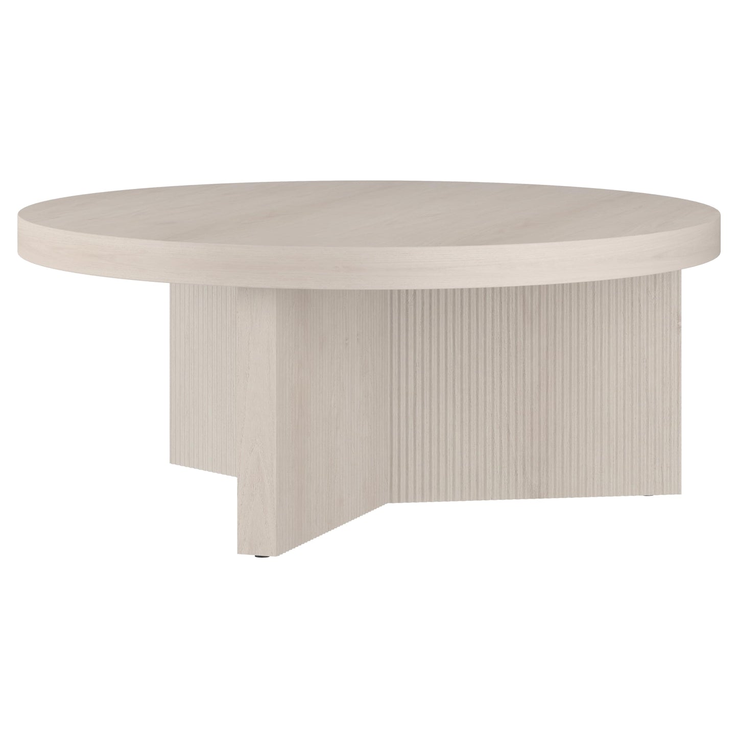 Henn&Hart 36" Wide Round Coffee Table in Beech White, for Home, Living Room, Bedroom, Entertainment Room, Office