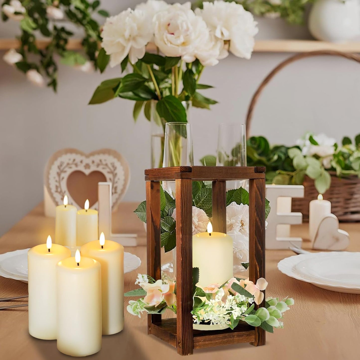 Hinabichan Flameless Candles Battery Operated with Remote and 2/4/6/8 H Timer, 6pcs Flickering Fake Electric Candles for Festival Home Party Decor (D3 x H 6") (Ivory)"