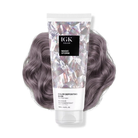 IGK Magic Storm | Pale Violet Gray Hair Gloss + Color Depositing Mask | Boost Shine, Enhance Cool Tones, Refresh Color | Semi Permanent Conditioning Treatment | Vegan | 6 oz