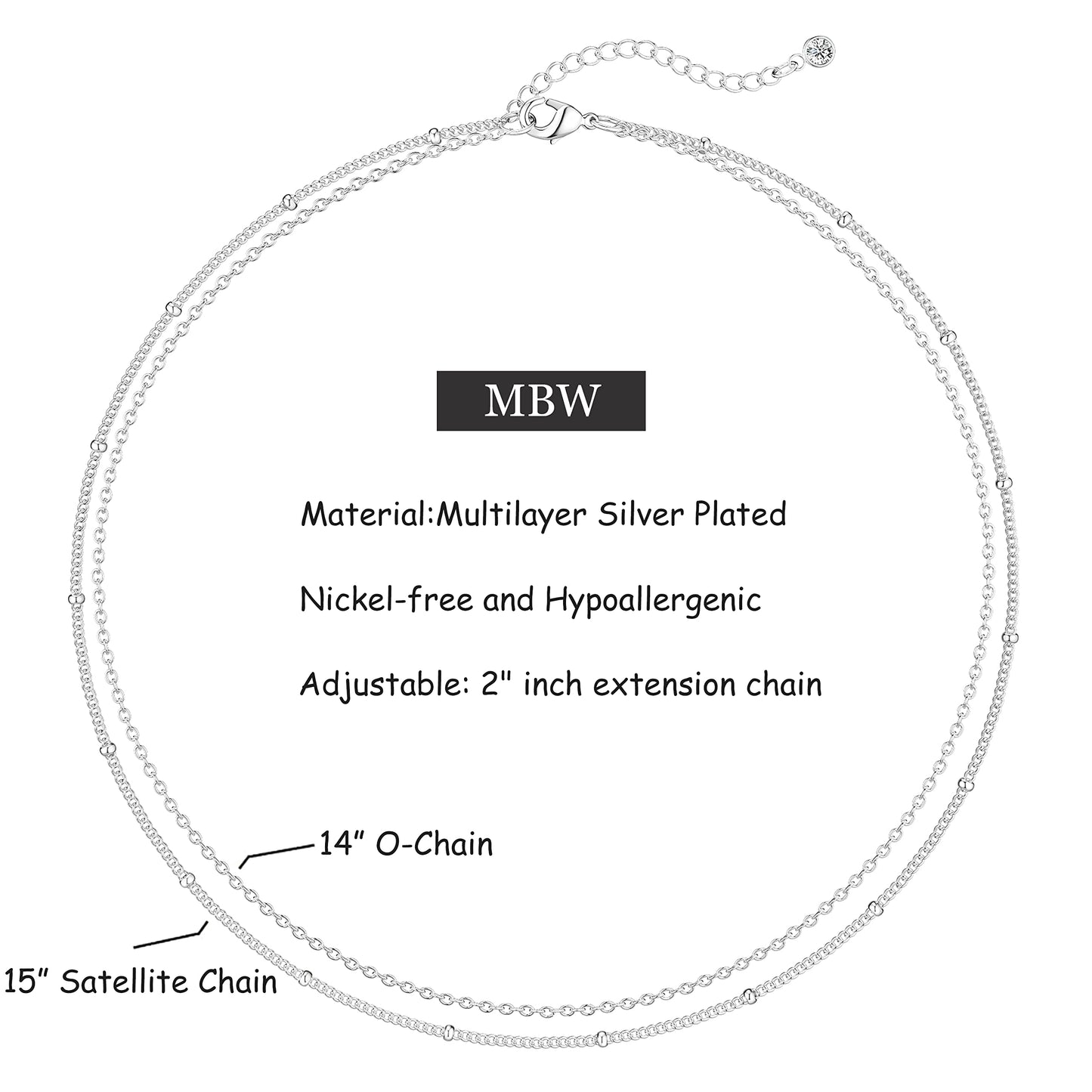 MBW Simple Layered Necklaces for Women, Dainty Silver Plated Satellite Chain Necklace for Women layering Necklaces Thin Choker Stacked Necklace Silver Jewelry Set Gift for her
