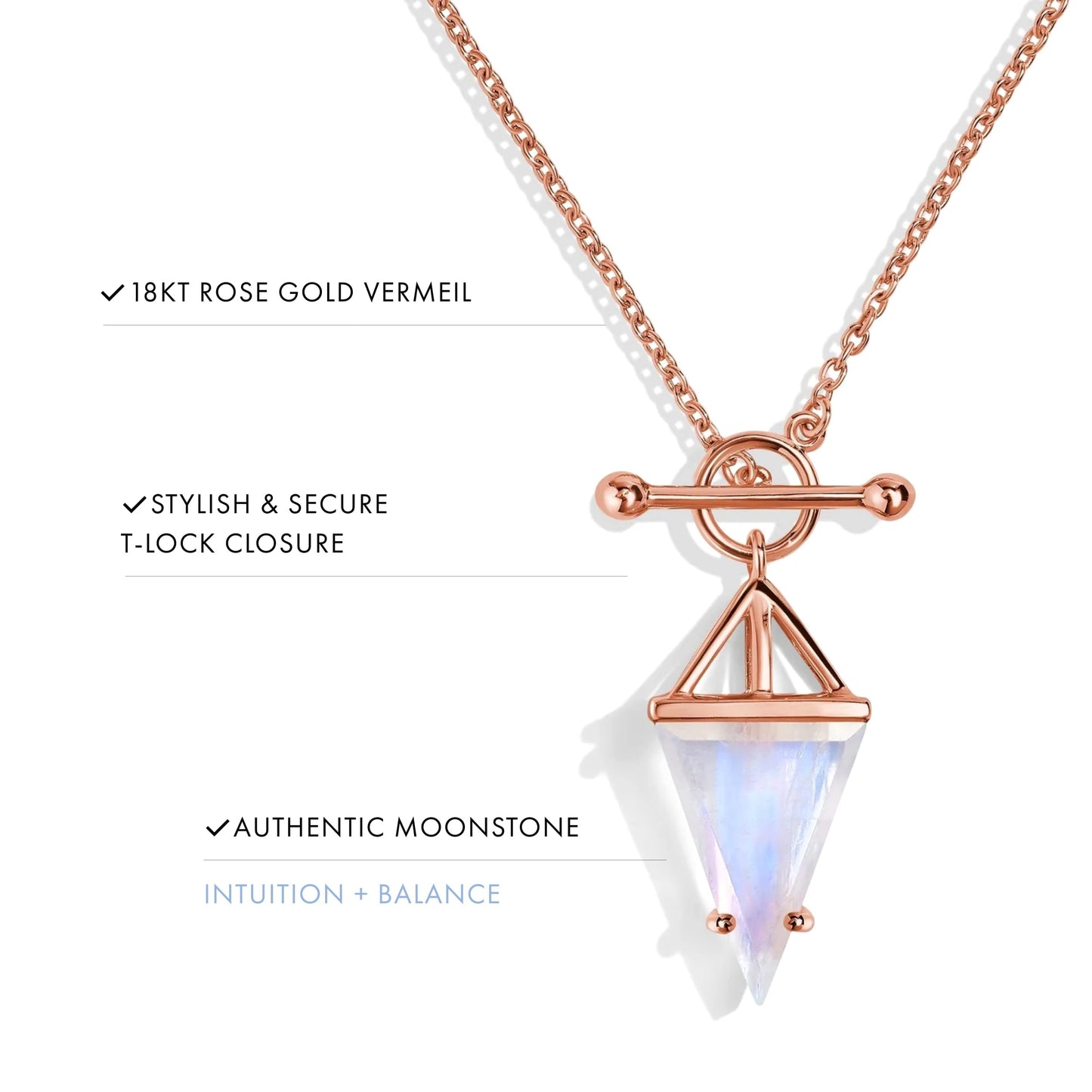 Moon Magic - Authentic Moonstone Necklace for Women | Onyx, Black Obsidian Necklaces/Real 925 Sterling Silver/18k Rose and Yellow Gold Enchanted Crystal Necklace for Women | Genuine Gemstone Jewelry