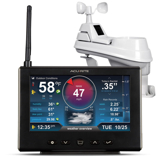 AcuRite Iris Weather Station with Rain Gauge and Wind Speed/Direction, Indoor Outdoor Thermometer Wireless Outdoor Sensor for Temperature and Humidity, and HD Display with Built-In Barometer (01535M)