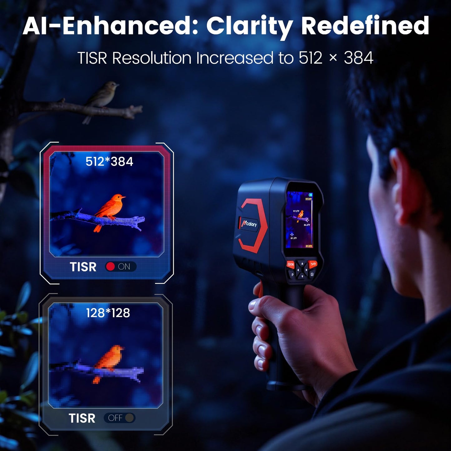 Hcalory T2-G Handheld Thermal Camera with 512*384 TISR Resolution, 256*192 IR Resolution, 8GB Memory, -4°F to 1022°F, 6-Hour Battery Life, 25Hz Infrared Camera with PC Software for Offline Analysis
