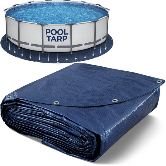 16 Ft Round Pool Liner Pad - Mat Tarp for Under Pool, Above Ground Pool Mat, Pool Ground Cloth, Pool Bottom Pad, Waterproof PE Tarp, Puncture Protection & Extend Liner Life