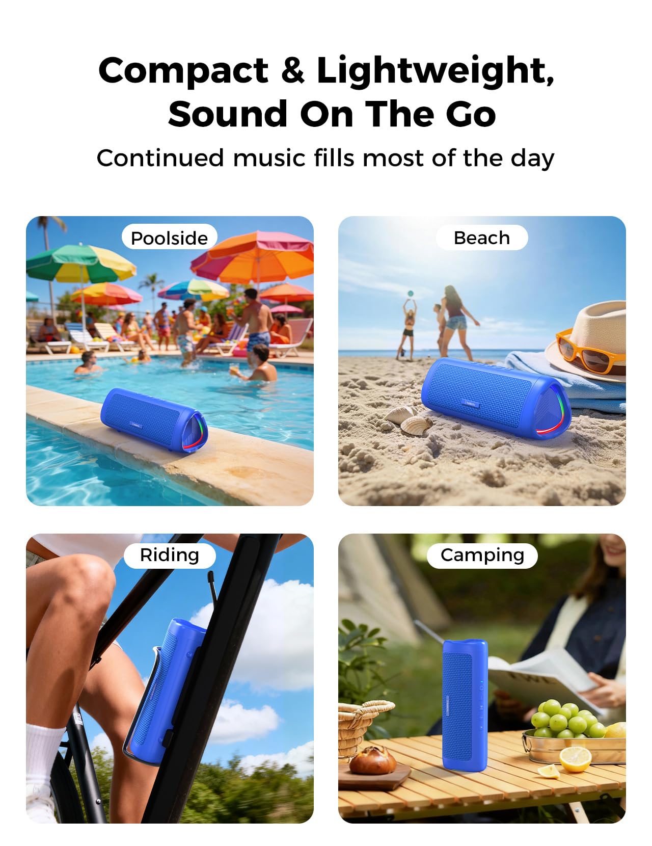 BolaButty Bluetooth Speaker with HD Sound, Portable Wireless, IPX5 Waterproof, Up to 20H Playtime, TWS Pairing, BT5.3, for Home/Party/Outdoor/Beach, Electronic Gadgets, Birthday Gift (Blue)