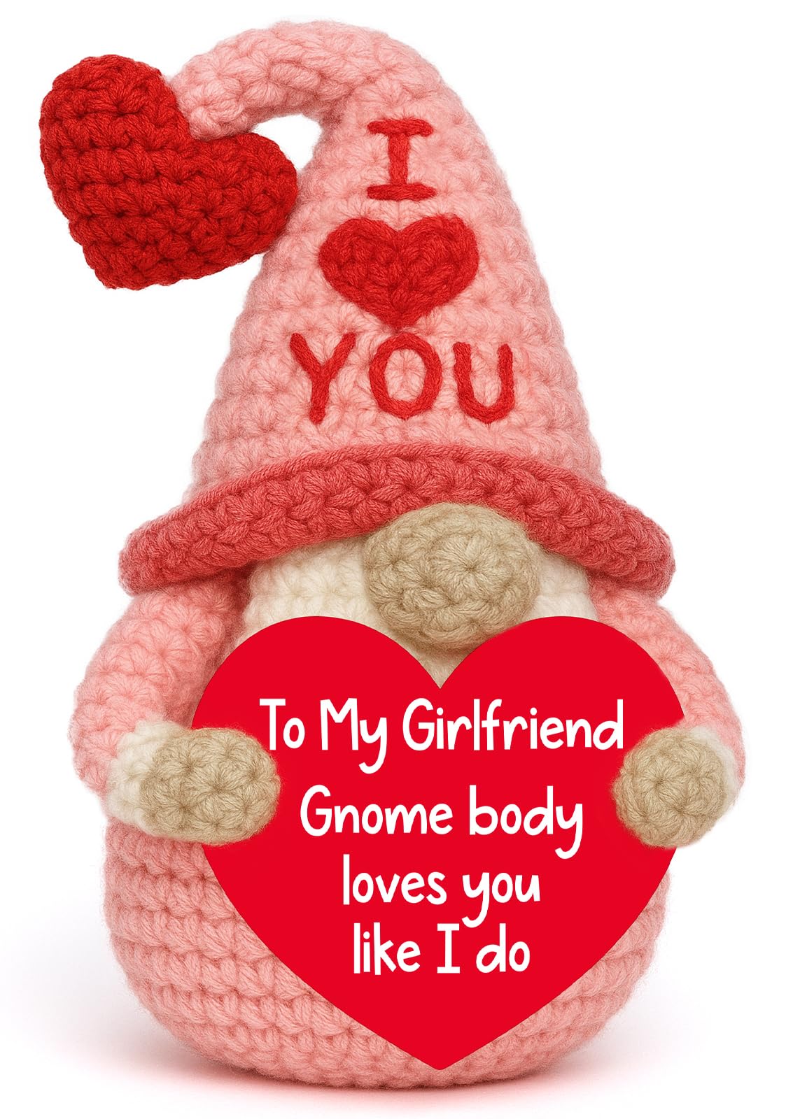 YUEYUQIU Girlfriend Gift from Boyfriend - Cute Handmade Crochet Gnome, Romantic I Love You Gift for Her, Valentines Anniversary Birthday Xmas Presents for Girlfriend - Christmas Stocking Stuffer Gifts