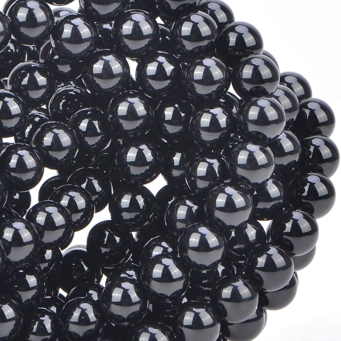 100Pcs Natural Crystal Beads Stone Gemstone Round Loose Energy Healing Beads with Free Crystal Stretch Cord for Jewelry Making (Black Onyx, 8MM)