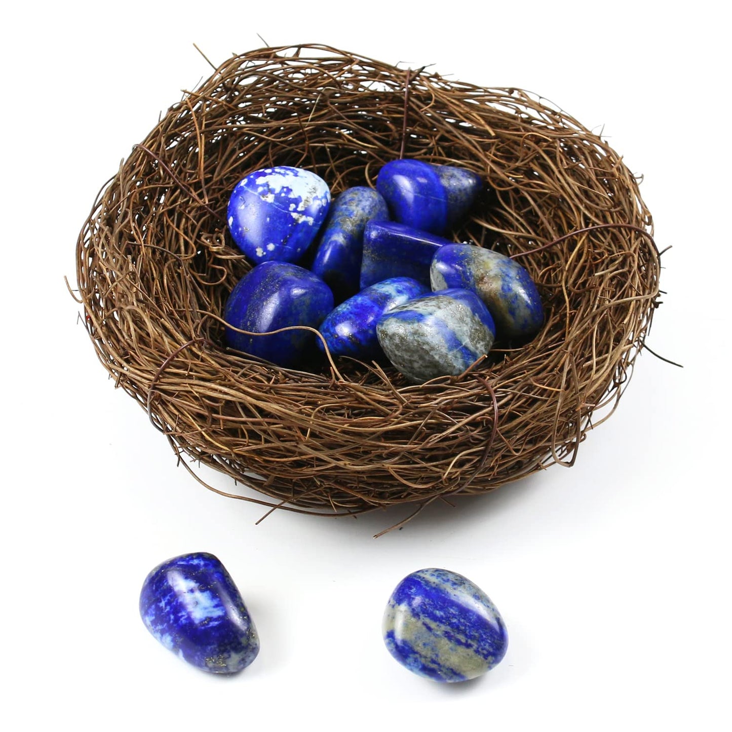 Namzi 10 Packs of Brazilian Tumbled Polished Natural Lapis Lazuli Crystals, Crystals and Healing Stones Quartz Bulk for Wicca, Reiki, Healing Energy, Chakra Stones, Witchcraft Supplies(0.5LB)