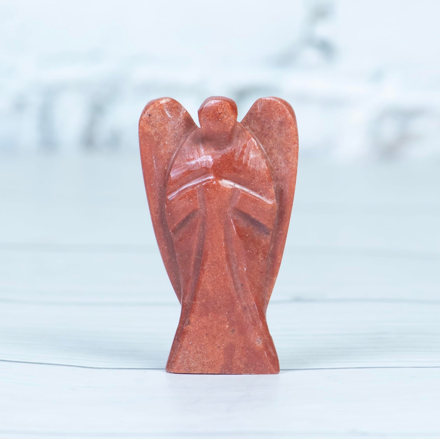 "Red Sand Jasper Gemstone Guardian Angel Healing Crystal, Hand Carved Pocket Angel Figurine - Crystals for Positive Energy, Handmade Mini Statue for Love, Peace & Healing, Natural Gemstone Figurine"