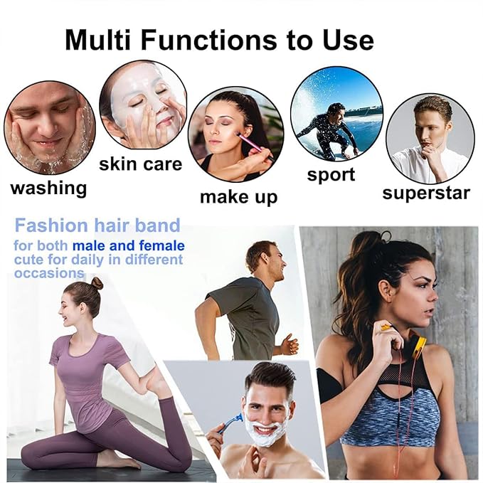 Metal Headbands for Men, Wavy Headband Perfect for Daily Hair Management, Workout, Running & Face Washing (10 Pack)
