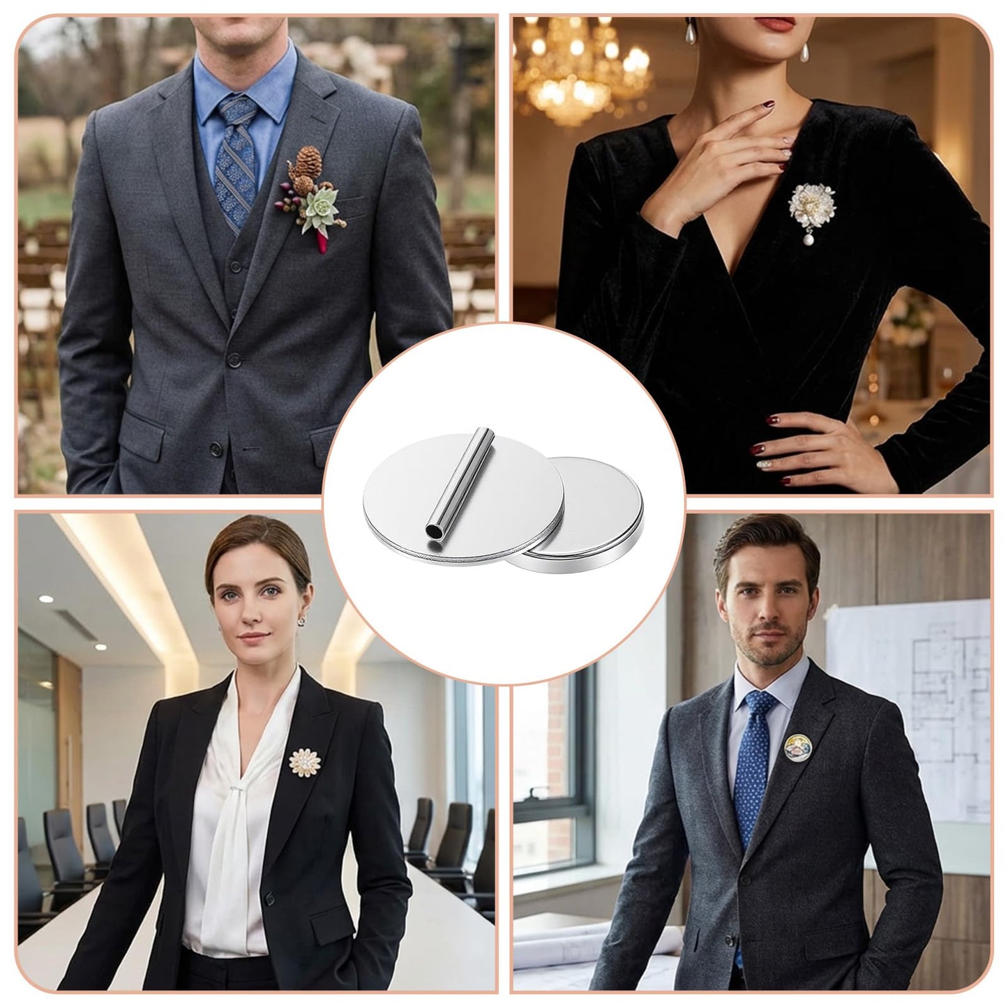 5 Pairs Invisible Magnetic Brooch Pin Converter Mini Magnetic Clasps for Clothing Metal Pin Backs Magnet Metal Lapel Pins Brooch Holder Converter for Hijab Scarf Shawl Thin Fabric