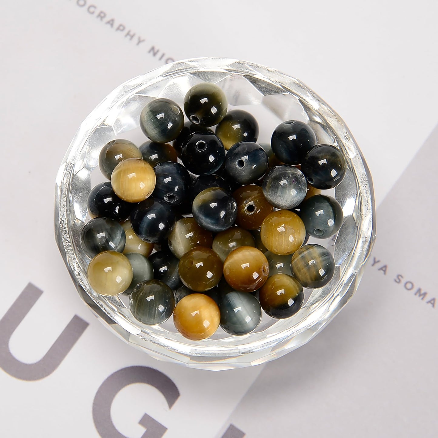 48Pcs 8mm Dream Tiger Eye Gemstone Natural Round Loose Real Stone Beads Gemstone Genuine for DIY Hand Made Craft Jewelry Bracelet Earring Necklace String Making Energy Healing Power
