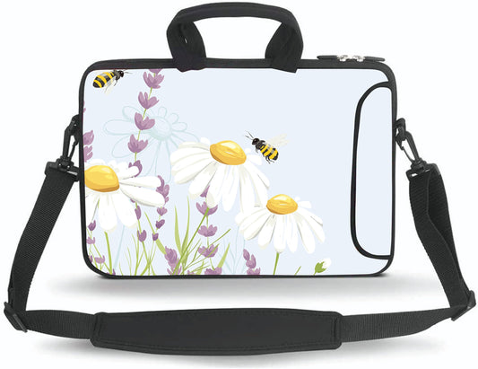 14 15 15.4 15.6 inch Messenger Bag Carrying Case Sleeve with Handle Accessory Pocket Fits 14 to 15-Inch Laptops/Notebook/Ebooks/Kids Tablet/Pad(Honeybee)