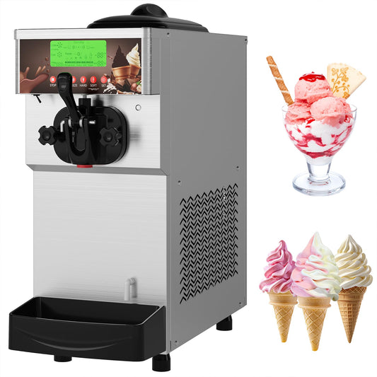 ACONEE 2.8-5.3 gal/H Single Flavor Commercial Soft Ice Cream Machine, 1400W Soft Serve Ice Cream Maker with 5" Display, Self-Cleaning, Easy Operate, High Productivity for Home Snack Bar, 115V