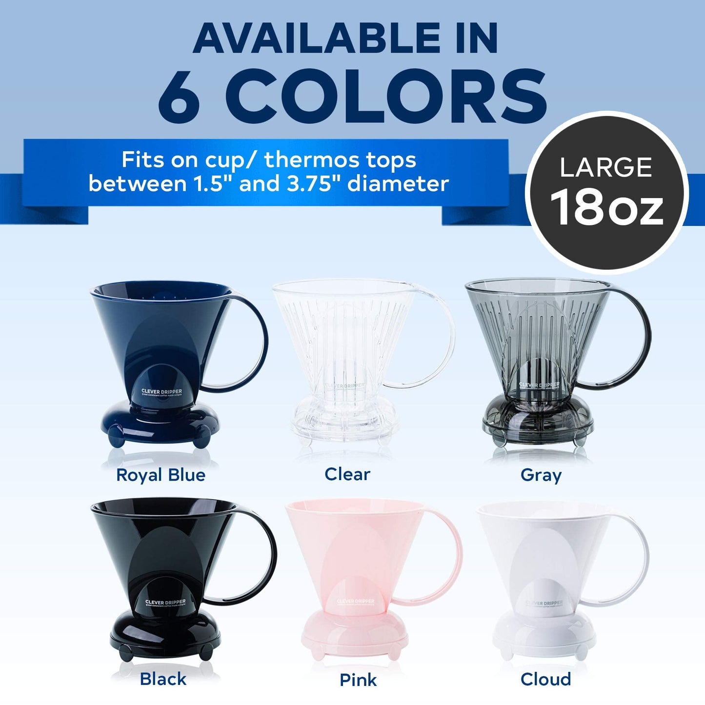 Clever Coffee Dripper and Filters, Large 18 oz (Black)| Barista's Choice| Safe BPA Free Plastic|Includes 100 Filters