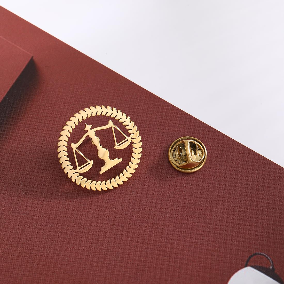 Metal Balance Badges Suit Brooch Libra Scales Brooches For Men (gold pin+tie clip)