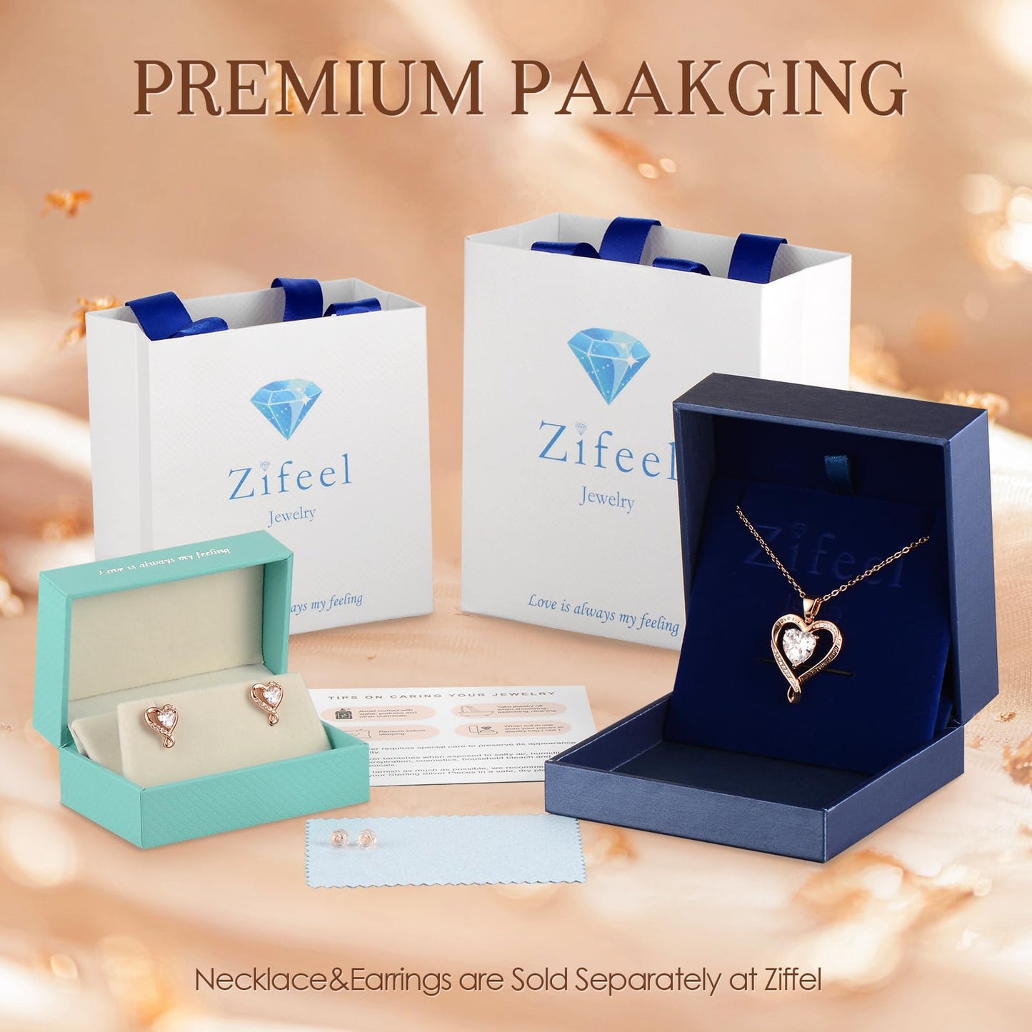 Zifeel Earrings for Women, Rose Gold Birthstone Heart Studs Earring for Girlfriend Wife, Anniversary Birthday Christmas Valentines Mothers Day Gifts Jewelry for Women Wife Her Mom