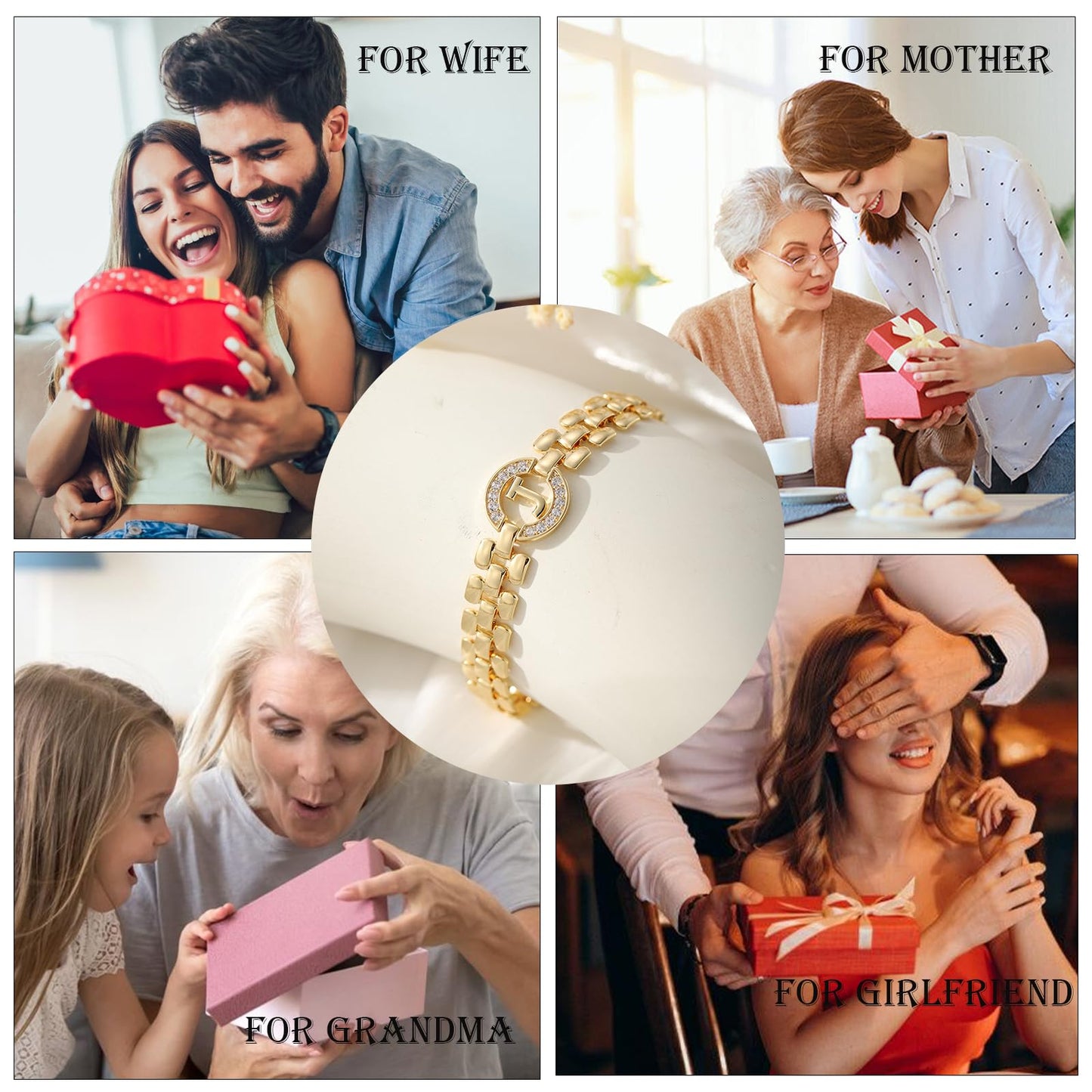 WEDDINEN Initial Bracelet,14K Gold Plated Letter Bracelets for Women, Thick Bangle Wrist Gold Alphabet Bracelet for Women, Christmas Gifts for Women Jewelry Initial O Charm Chain