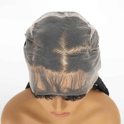 360 Full Lace Jumbo Braided Wigs for Black Women 32inch Knotless Braids Glueless Wigs No Cornrow Long Jumbo Box Braided Wig With Baby Hair (1B, 32inch)