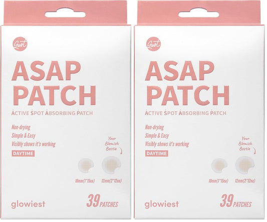 glowiest ASAP Active Spot Alleviating Patch 39 Patches [Daytime] 10mm (1 * 15ea) & 12mm (2 * 12ea) | Premium Hydrocolloid Dressing | Simple & Easy Active Treatment (Pack of 2)