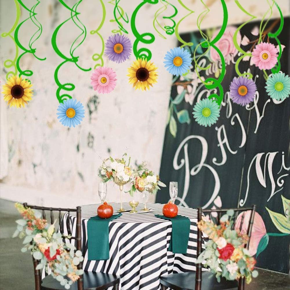 Anor Wishlife 30Ct Spring Sun Flower Hanging Swirl Decorations,Themed Birthday,Party Supplies,Ceiling Decorations for Girls,Boys,Kids,Home,Classroom,Office,Baby Shower