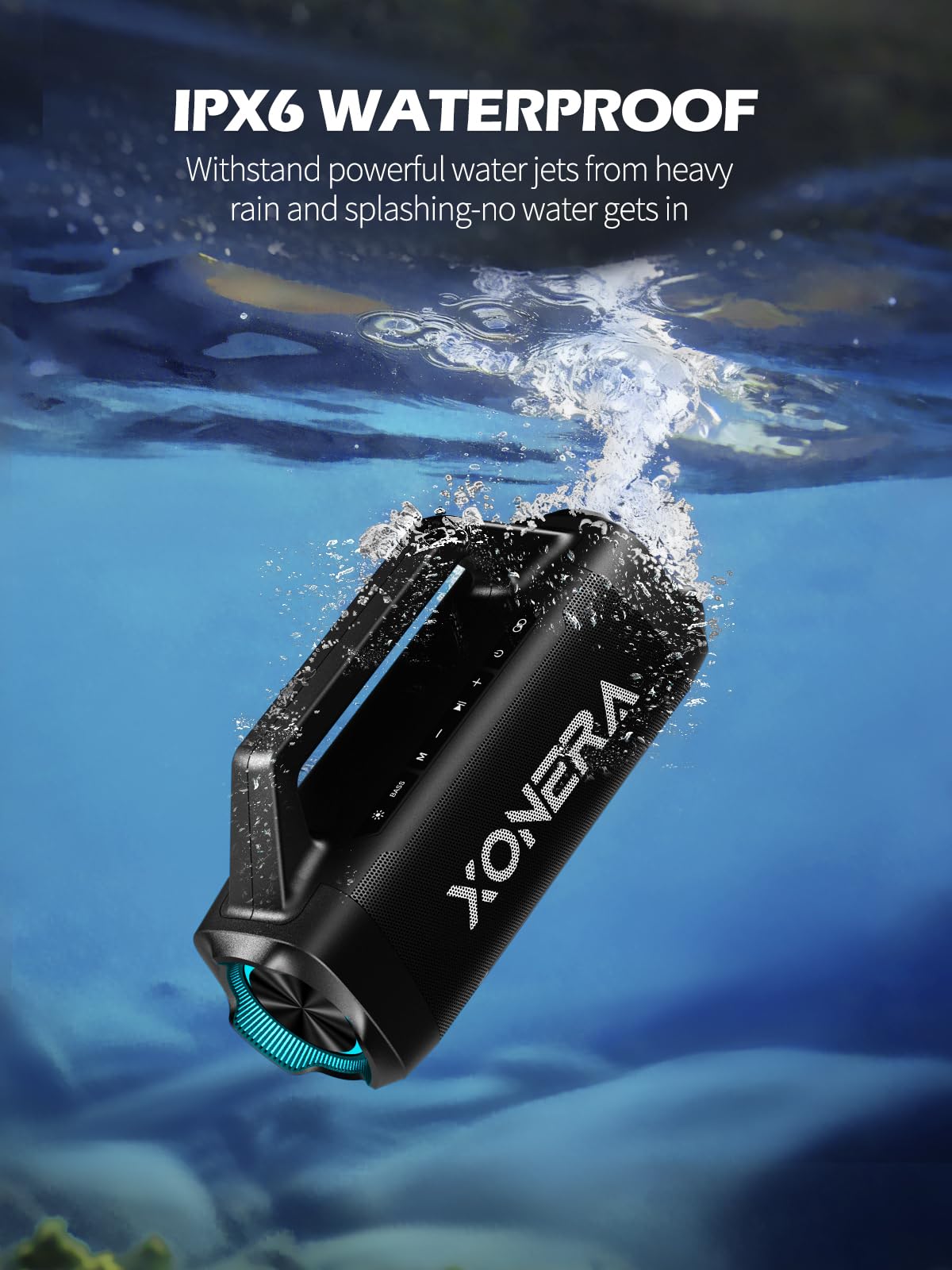 Xonera Speakers Bluetooth Wireless, 80W Peak Loud Outdoor Speaker with Bass, 20H Playtime, IPX6 Waterproof, TWS，BT5.3, Portable for Camping Hiking Boating Pool Beach(Black)