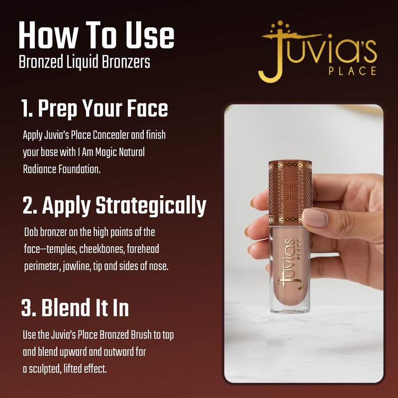 Juvia’s Place Bronzed Liquid Bronzer - Cinnamon - Liquid Bronzer for Face with Silky Blendable Texture - Buildable Coverage for Natural Contour & Dimension - Easy-to-Blend, Patch-Proof Formula