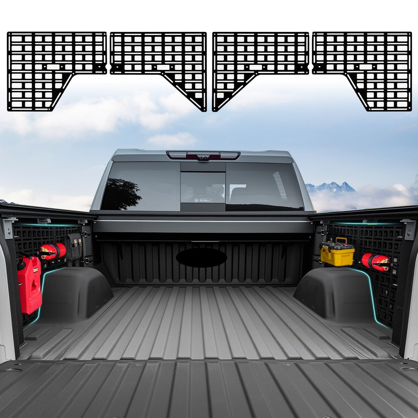 OUSUWO Side Truck Bed Molle Panel Rack System Compatible with 2019-2025 Chevy Silverado/GMC Sierra 5.8FT Accessories Cargo Storage Organizer Tools Rack Fit for 19-25 Chevrolet Silverado Accessories