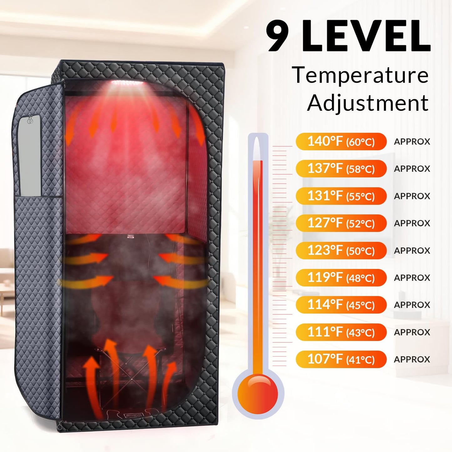 Veloqore Dry Infrared Sauna, Red Light Therapy Saunabox for Relaxation, Detox and Muscle Relief, 9 Levels Up to 140°F Personal Indoor Saunas Tent, Portable Sauna for Home, Bedroom, Living Room