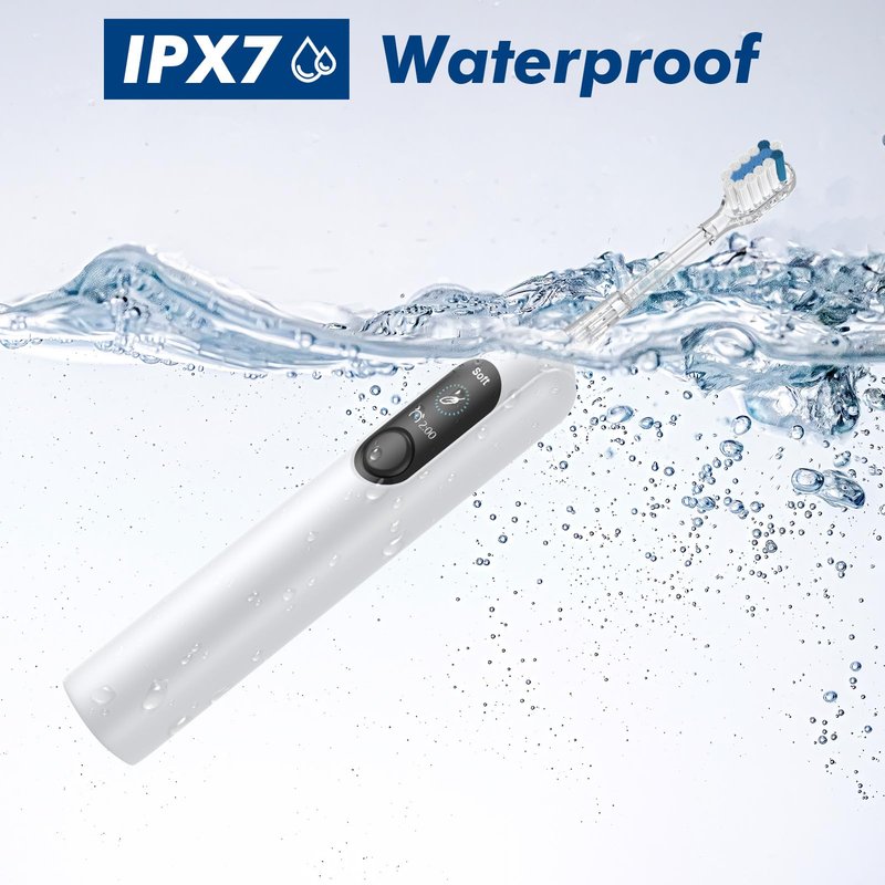Nefwhof Electric Toothbrush for Adults, Rechargeable Sonic Toothbrush with 42,000 VPM, 5 Modes, 2-Min Timer, IPX7 Waterproof, 6 Brush Heads, Travel Friendly