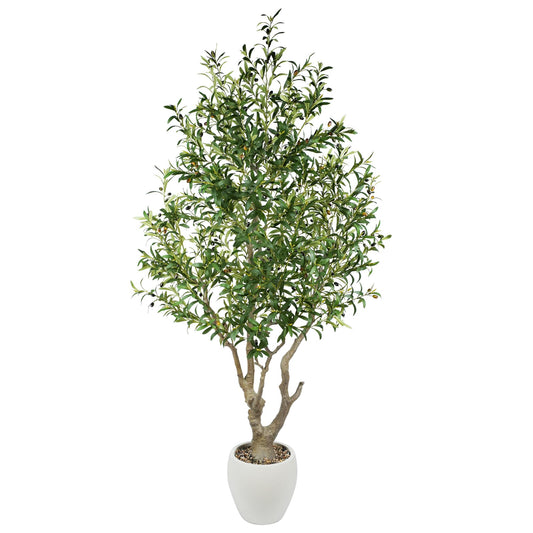 7.9 Feet Artificial Olive Tree with Lush Leafy Foliage in Large Decoration Planter Faux Fake Plants for Home Office Decor Suitable for Indoor Outdoor Use