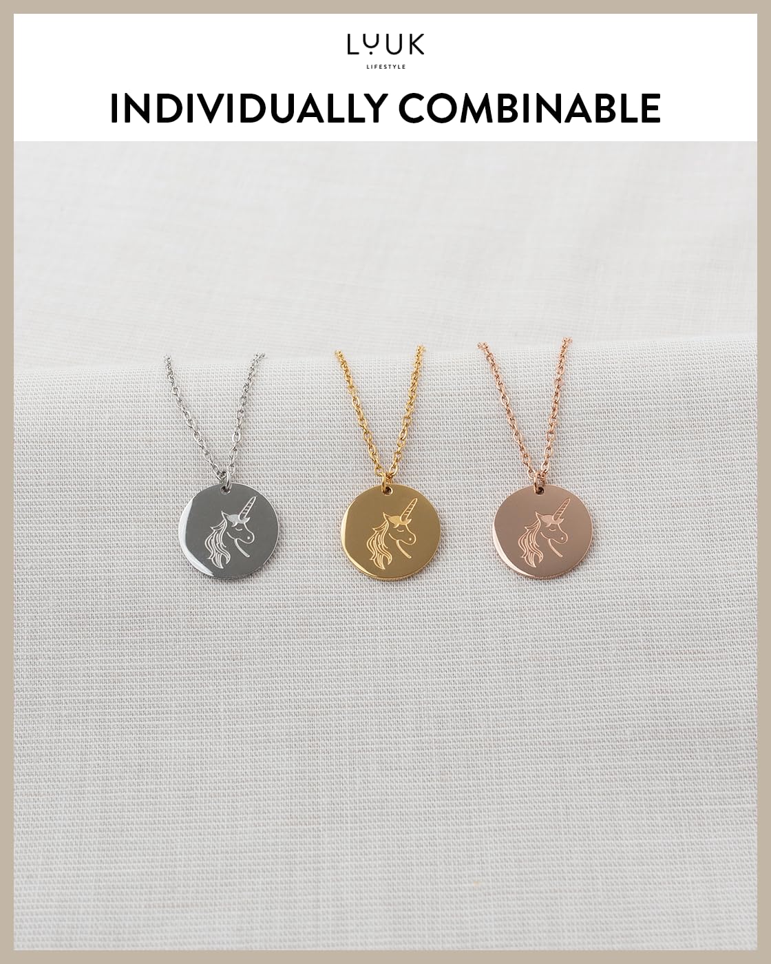 LUUK LIFESTYLE Stainless steel Unicorn cute pendant necklace, 14k gold plated, 19 inches waterproof adjustable, sturdy chain, Gift for niece granddaughter, dainty, trendy (with HAPPINESS Gift Card)