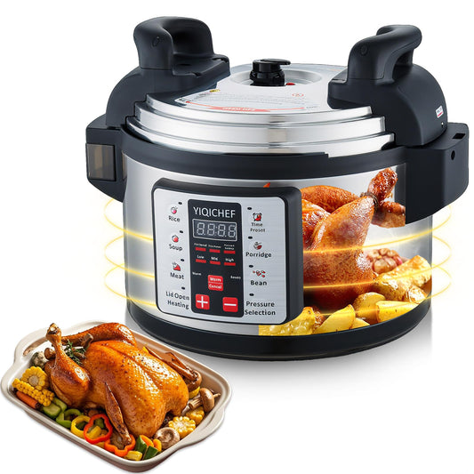 15.8Qt Commercial Large Electrical Pressure Cooker, 8-in-1 multifunctional Pressue Cooker with Non-stick Inner Pot|24 hours Preset Slow Cooker/Delay time Setting steam cooker/rice cooker and warmer