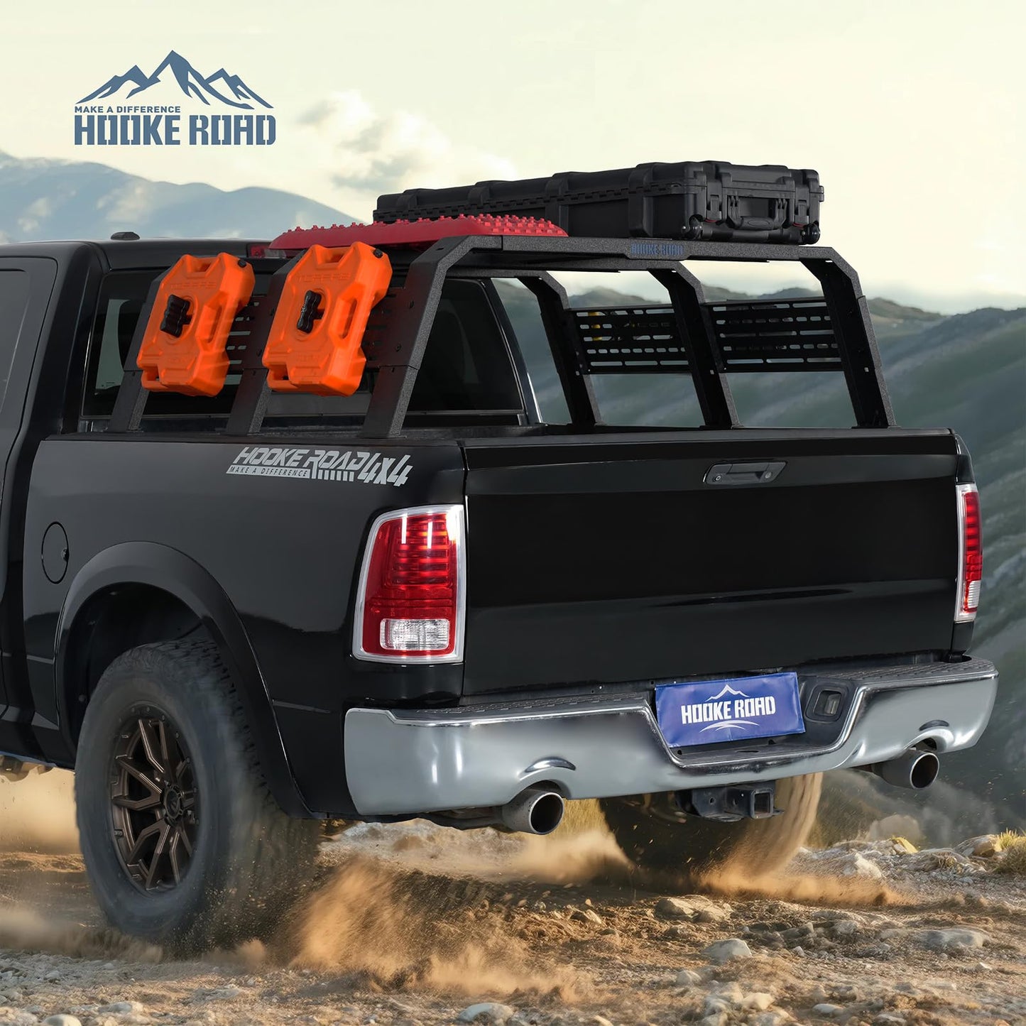 Hooke Road Overland Truck Bed Rack for Ford F-150 & Raptor, Toyota Tundra, Tacoma 6' Bed, Silverado 1500 & Sierra 1500, Ram 1500-19" High 55" Length for Full-Size Trucks