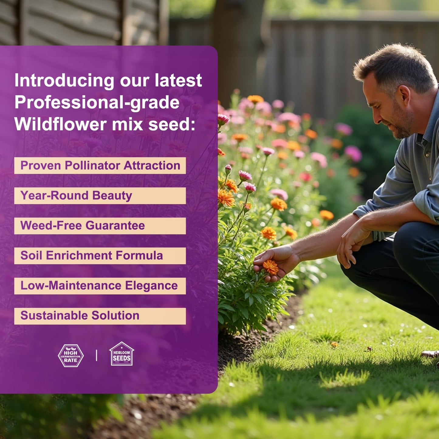 200,000+ Wildflower Seeds [4oz] 16 Variety Perennial Mix - Heirloom Seeds for Pollinator Gardens | Attracts Bees/Birds/Butterflies | High Germination Rate for Indoor & Outdoor