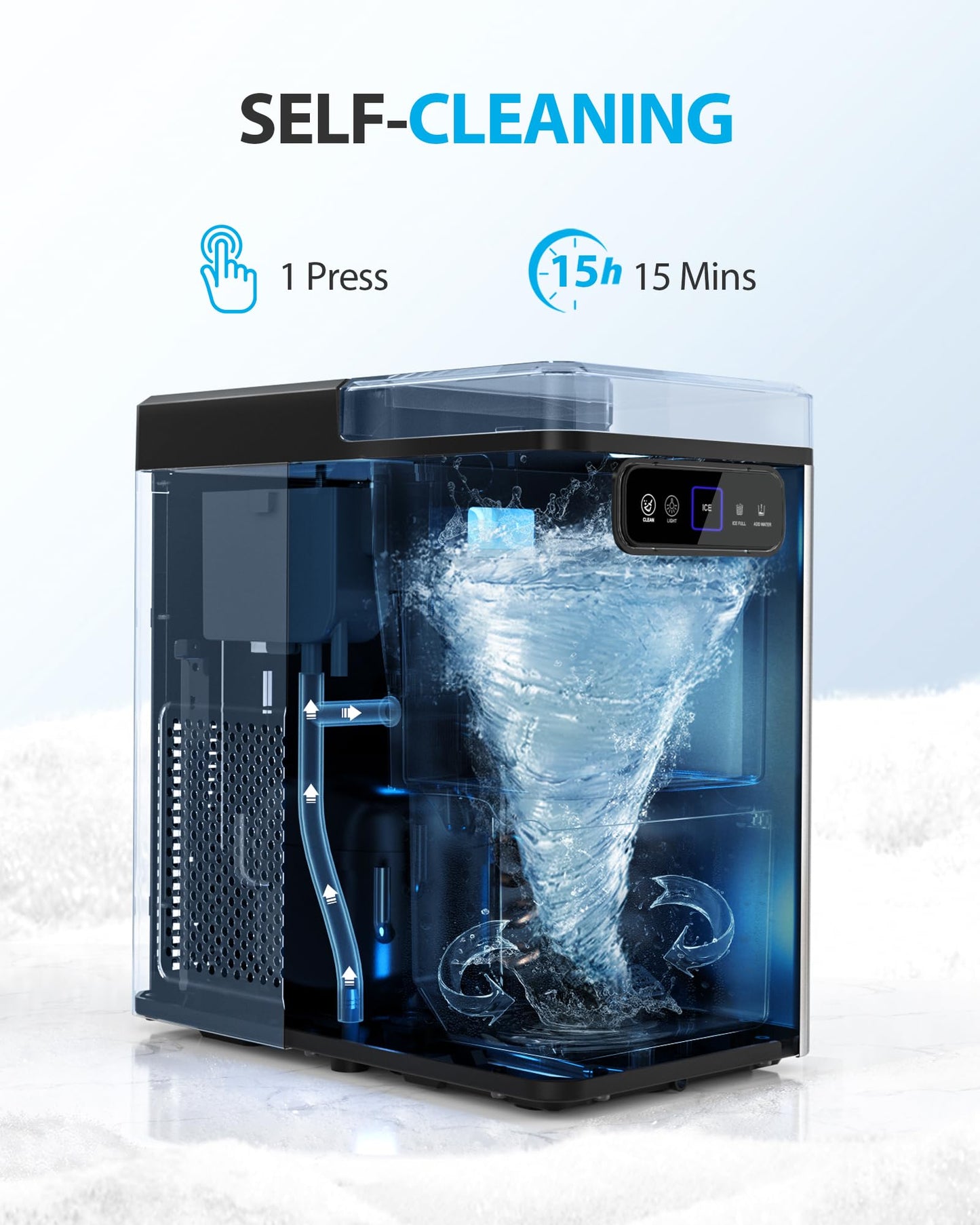 Aeitto Nugget Ice Maker Countertop, Pellet Ice Machine Soft Chewable Ice 36lbs/Day, One-Click Operation, Auto Self-Cleaning Crushed Ice Makers Stainless with Scoop for Home/Kitchen/Office (Brown)