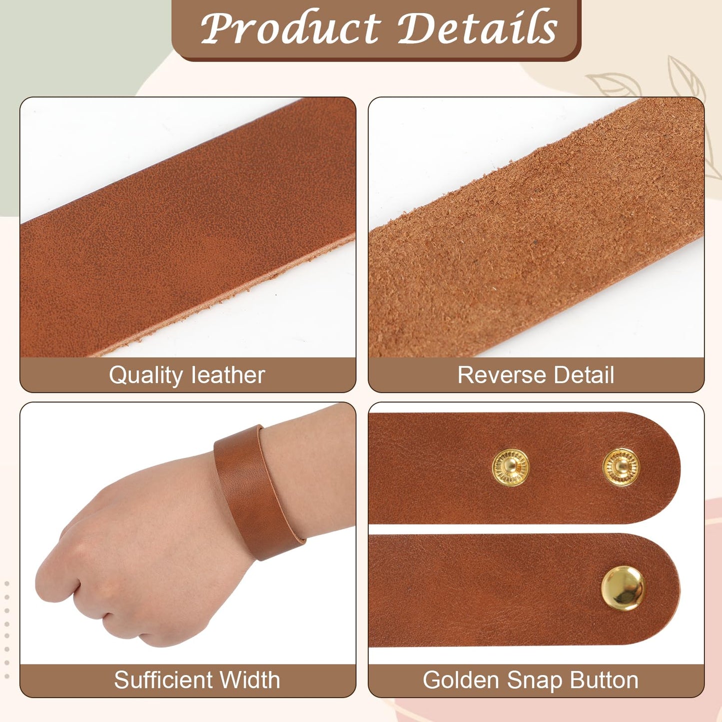 24pcs 4 Colors Adjustable Genuine Leather Bracelets 8.6x1 Inch,Blank Leather Bracelet Making Kit Plain Cuff Leather Bracelets Genuine Leather Bracelets for Women for DIY Craft Jewelry Making