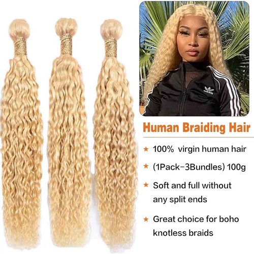 Fabimiya 26 28 30 Inch Bundles Human Hair Blonde 613# Jerry Curly Human Hair Bundles Unprocessed Soft Sewn In Hair with Double Weft for Black Women