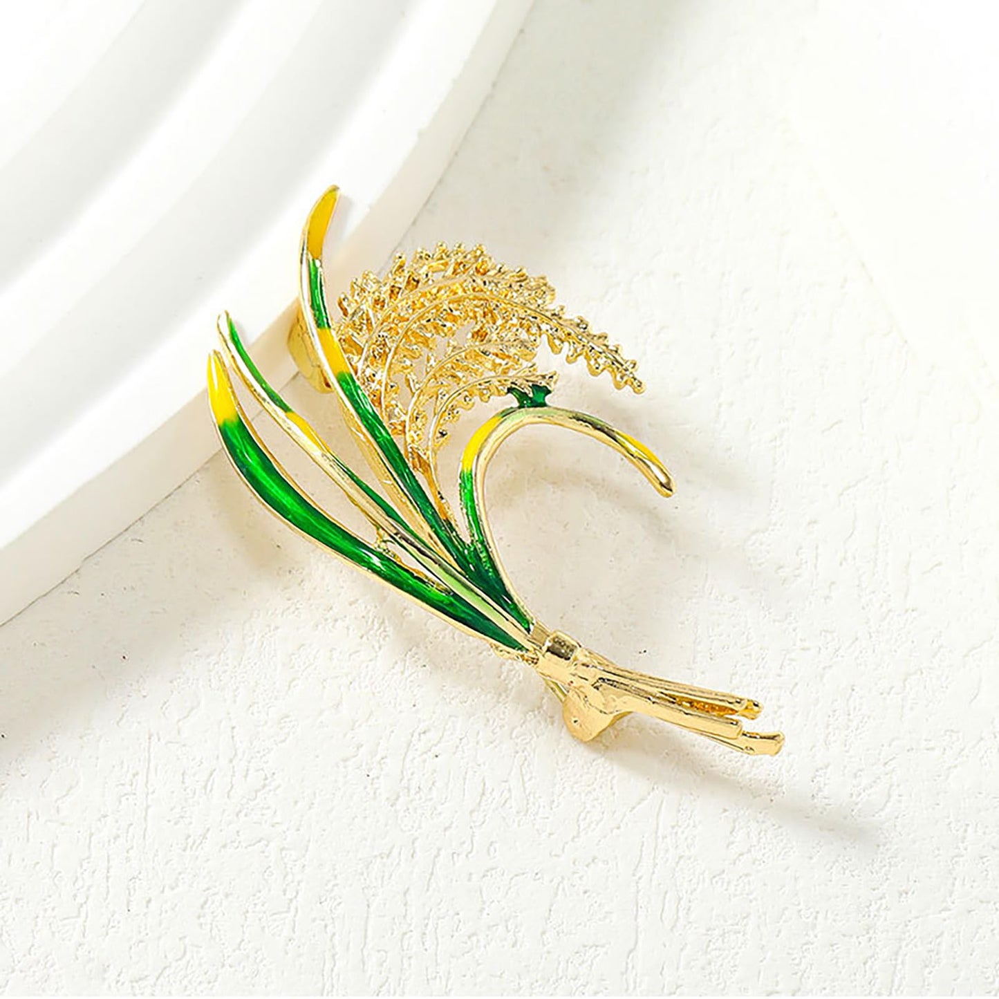 Wheat Brooch for Women Drip Oil Wheat Flower Brooch Delicate Bouquet Lapel Pin Coat Shirt Corsage Suit Anniversary Jewelry Mother's Day Gift