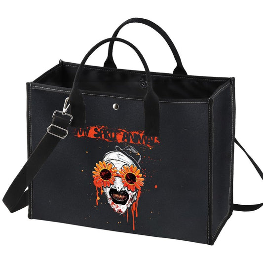 BWWKTOP Clown Movie Cosmetic Makeup Bag Movie Fans Gifts Horror Movie Zipper Pouch For Women Girls (sunflower BG)