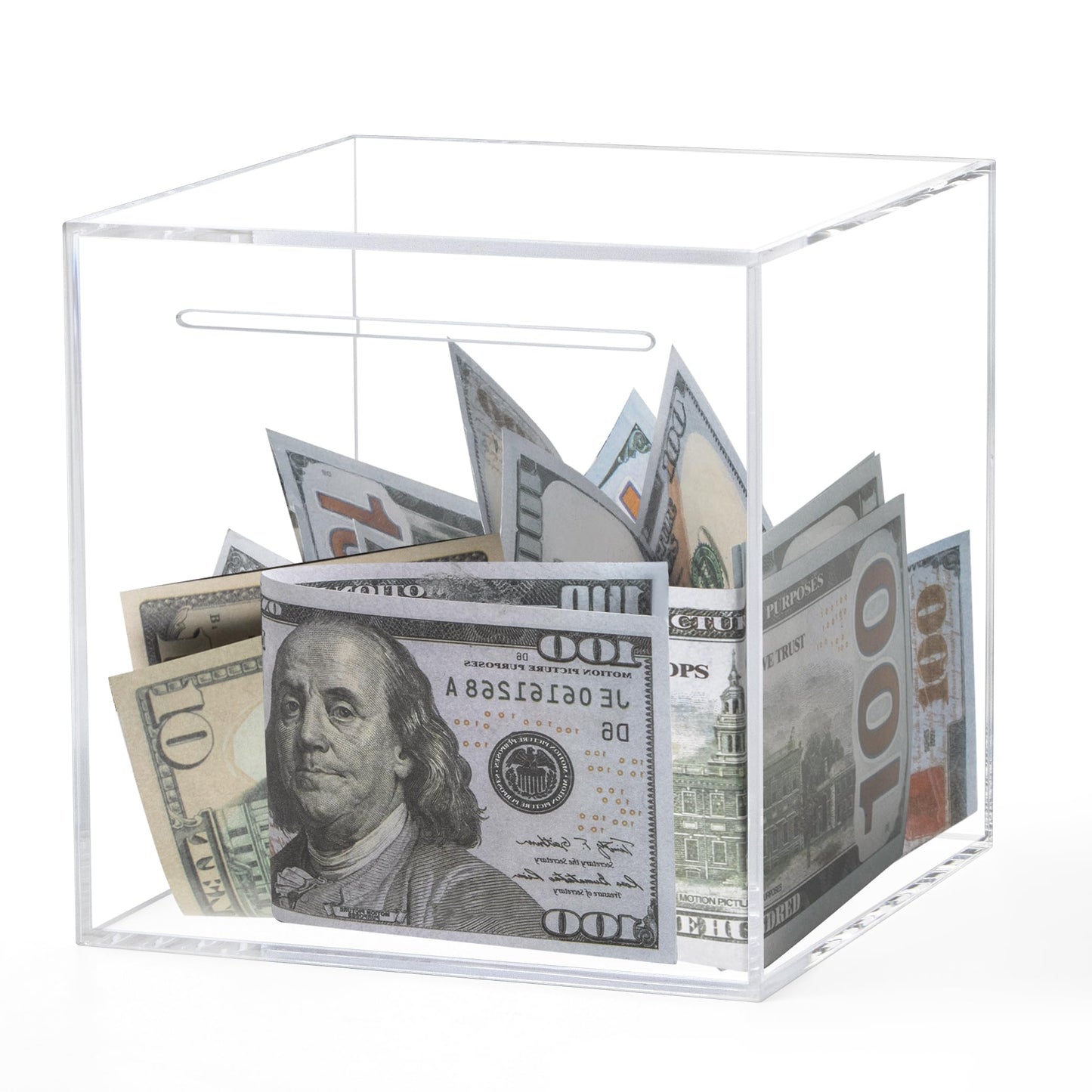 Kypeeka Clear Acrylic Piggy Bank for Adults Kids, Clear Money Saving Box Must Break to Open, Unopenable Piggy Bank for Cash Coins - 4.72"