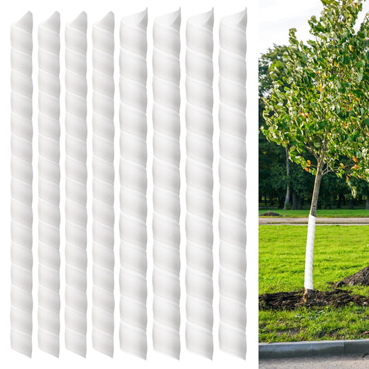 8 Pcs Tree Trunk Protector-2 Size Plastic Spiral Tree Guard Tree Trunk Protector Wrap Tree Bark Protector Tube Tree Wraps to Protect Bark Tree Saplings from Deer Cats Rodents Rabbit Mowers (White)