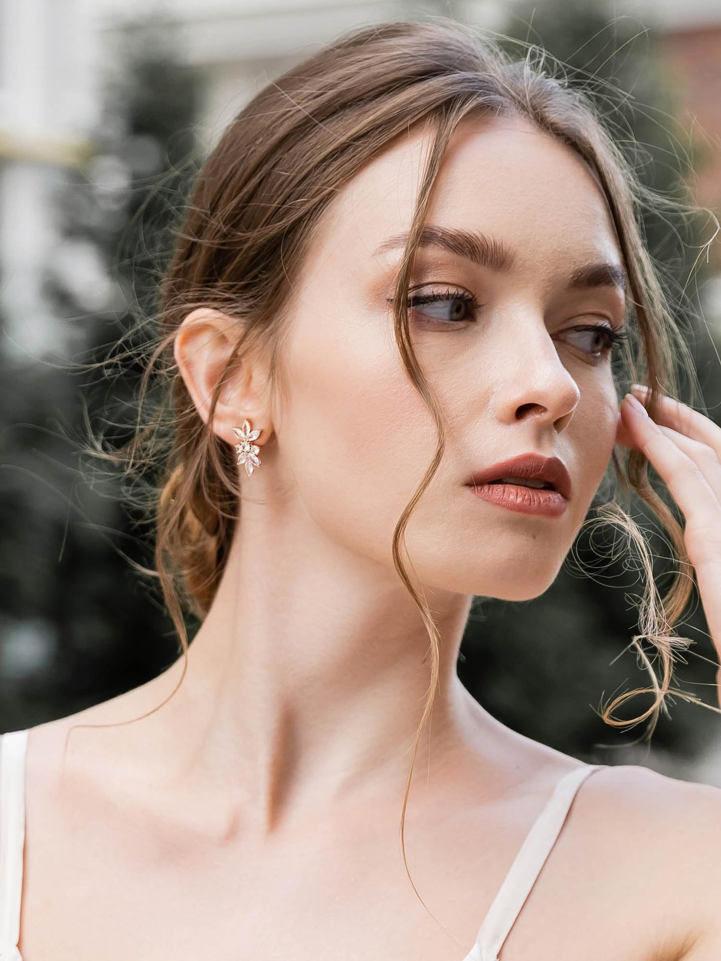SWEETV Marquise Cubic Zirconia Wedding Bridal Stud Earrings for Brides Bridesmaids, Crystal Pearl Rhinestone Stud Earrings for Women Prom Party Jewelry Gifts (Rose Gold-Cubic Zirconia)