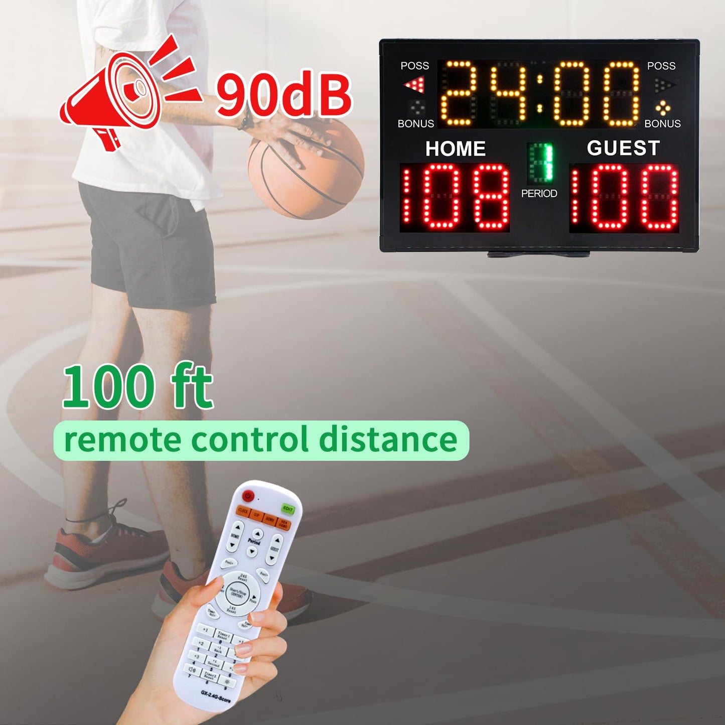 Ousmile Basketball Scoreboard with Timer Clock, Digital Scoreboard with Remote, Portable Battery Powered Electronic Scoreboard for Baseball/Tennis/Soccer/Volleyball/Ping Pong Games