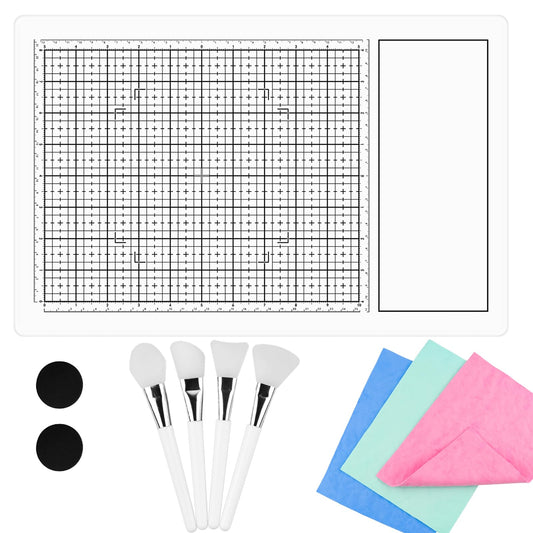 9Pcs/SetMagnetic Glass Craft Mat Set; 15.75"x10.24"Heat Resistant Glass Media Cutting Mat W/MagnetsGridlines and measurements; for Cutting, Stamping, Mixed Media, Heat Embossing and Hot Glue Projects