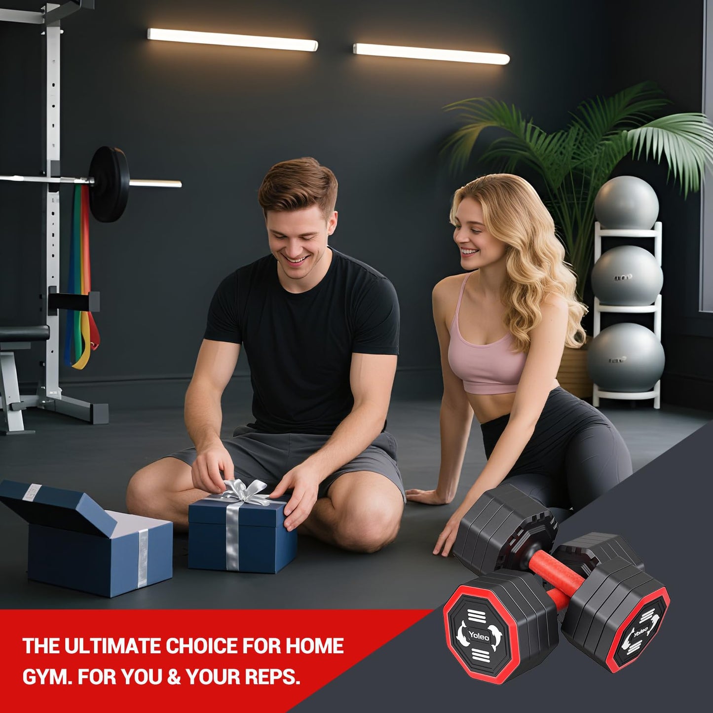 Yoleo Adjustable Dumbbell Set, Weights Dumbbells Set at Home Workout Equipment, 4 in 1 Each Premium Tai Chi-Style Rotary Mounting Adjustable 10/15/20/25 lb dumbbells, with TPU Soft Rubber Handle Suitable Men/Women Updated 2.0, 2pcs