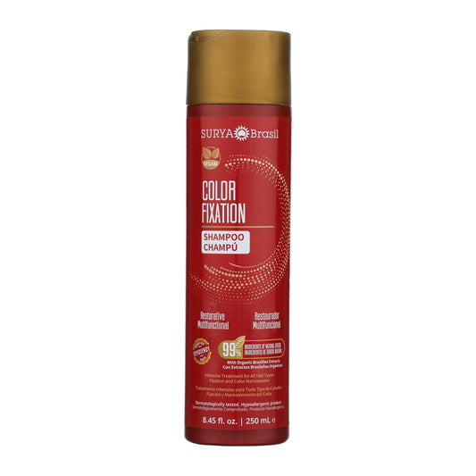 Surya Brasil Color Fixation Restorative Shampoo - 99% Natural Ingredients, Gentle Cleansing, Color Protection, Nourishing Botanicals, 8.45 oz