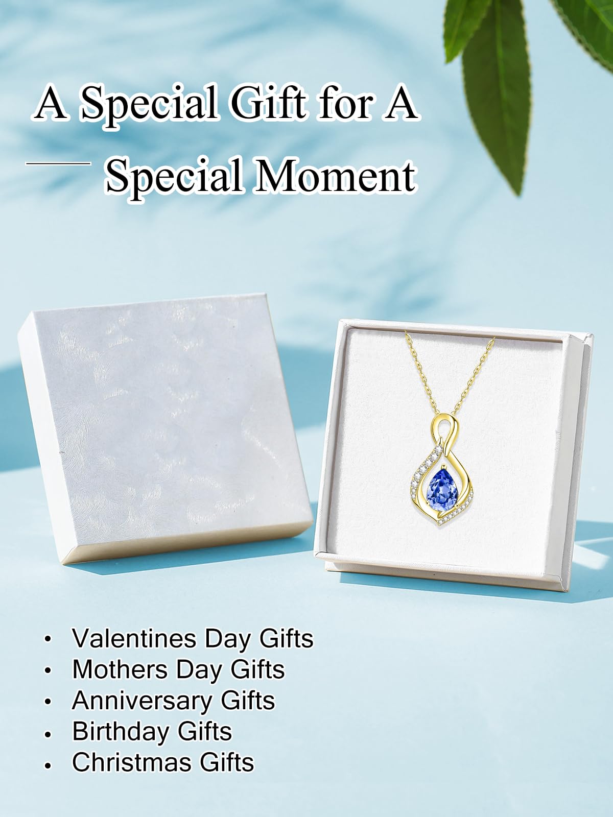 JIYVY32 Blue Topaz Infinity Necklace for Women December Birthstone Necklaces 14k Gold Plating Anniversary Birthday Gifts for Wife Her Mom Girlfriend Birthstone Jewelry Gifts for Women